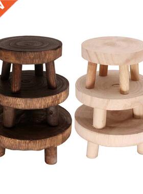 Solid Wood Round Bench Plant Stand Creativity Flower Pot Bas