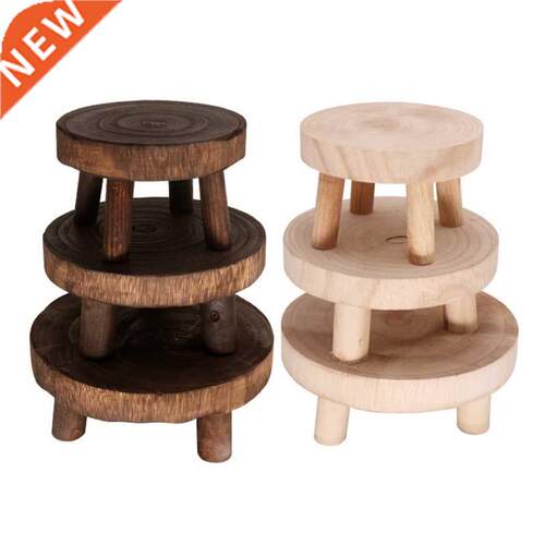 Solid Wood Round Bench Plant Stand Creativity Flower Pot Bas