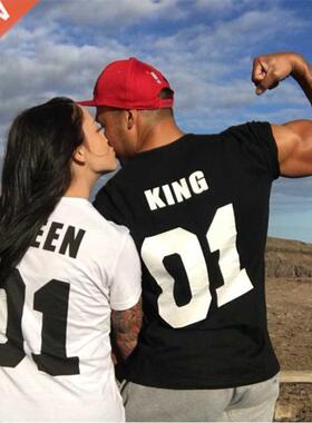 couple t-shirt2022 lover king queen 01 short sleeve fashion