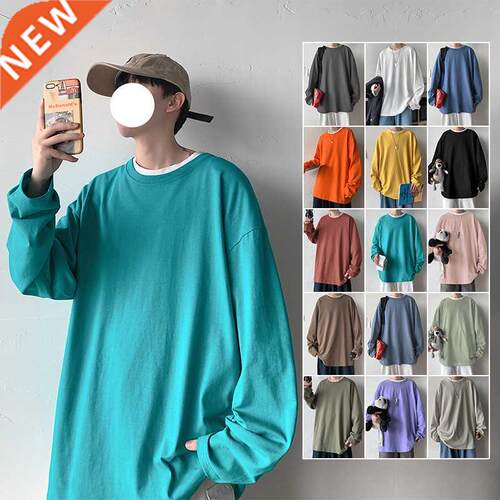 100% Cotton Oversize Men's Women T-shirt Man Long sleeves P