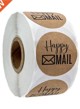 100-500pcs 1 Inch Happy Mail Stickers Scrapbooking Round Kra