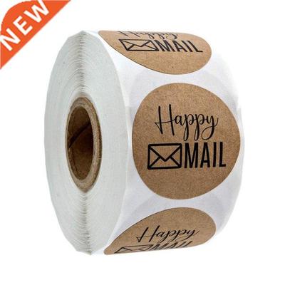 100-500pcs 1 Inch Happy Mail Stickers Scrapbooking Round Kra