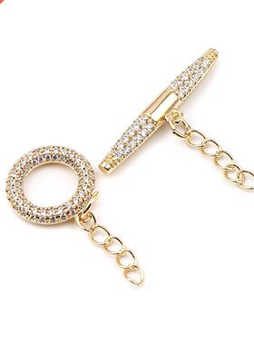 1 Set Copper 18K Gold Toggle Clasps Rectangle Flled Crcle