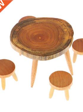 5PCS/1Set Wooden Table Chair Miniature Craft Dlhouse