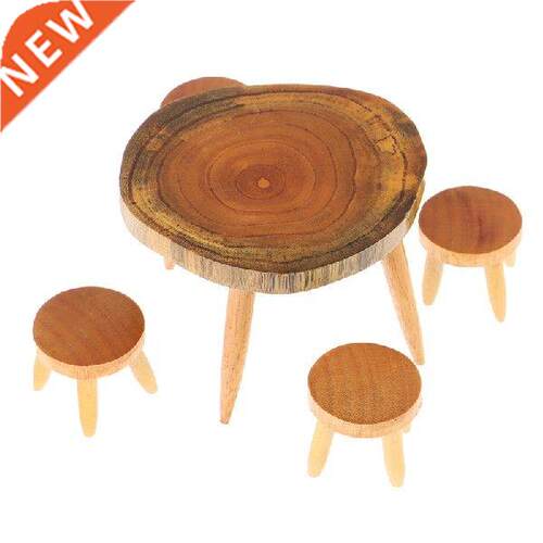 5PCS/1Set Wooden Table Chair Miniature Craft Dlhouse