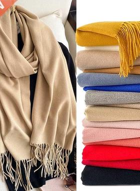 2022 Winter Scarf Solid Thick Women Cashmere Scarves Neck He
