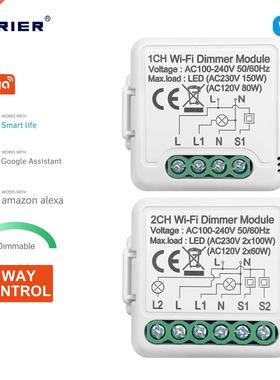 Tuya Wifi Smart Dimmer Switch Module 10A Support 2 Way Contr
