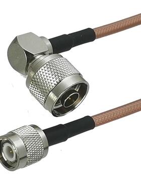 1Pcs RG142 TNC Male Plug to N Male Plug Right angle Connecto