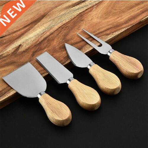 4pcs/set Wood Handle Sets Bard Set Oak Bamboo Cheese Cutter