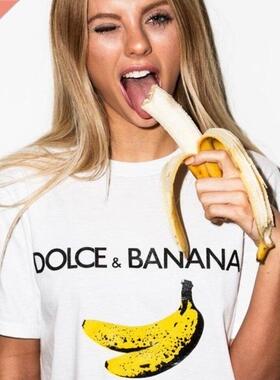 Funny T Shirt Banana Printed Women Short Sleeve Harajuku Ulz