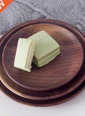 Black walnut plate plate Japanese retro solid wood plate