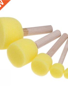 5pcs Kid Sponge Paint rush Original Wooden Handle Sponge