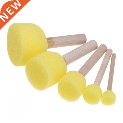 5pcs Kid Sponge Paint rush Original Wooden Handle Sponge