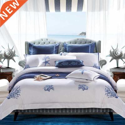Blue Embroidery White Duvet ver set Premium Egyptian Cotton