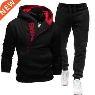 Men's Tracksuit 2 Piece Set Autumn Winter Zipper Hoodie + Sw