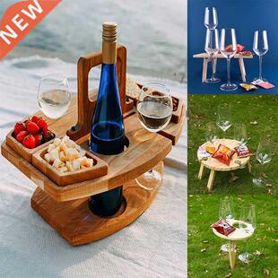 Outdoor Tables Wooden Folding Picnic Table With Glass Holder
