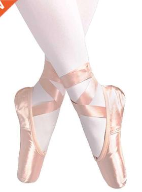 new Adult Kids Ballet Pointe oes nude/Black/Red Satin Girl