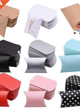 10/20/30Pcs Pillow Candy Box Kraft Paper Christmas Gift Pack