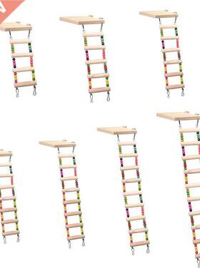 Wooden Parrot Hamster Climbing Ladder Swing Play Toys Set Bi