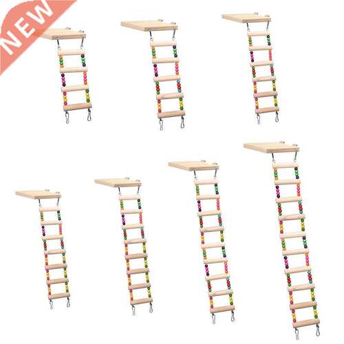 Wooden Parrot Hamster Climbing Ladder Swing Play Toys Set Bi