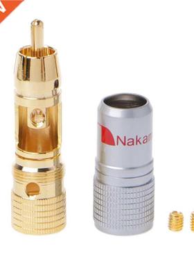 4 Pcs Gold Plated RCA Plug Lockng Non Solder Plugs Connecto