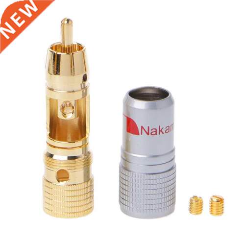 4 Pcs Gold Plated RCA Plug Lockng Non Solder Plugs Connecto