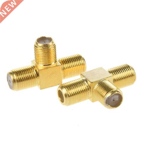 2pcs F Female to Two F female Jack Triple T RF Adapter Conne