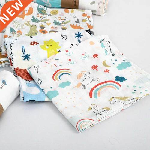 100% Cotton Baby Swaddles Soft Newborn Blankets Bath