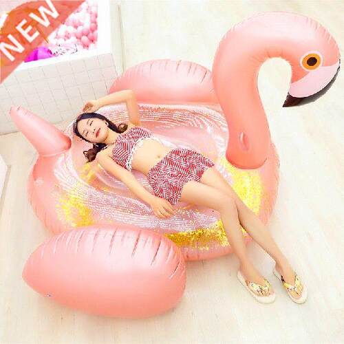 Sequins Flamingo Inflatable Swimming Ring for Adult Baby
