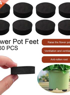 24/60pcs Flower Pot Feet Risers Natural Rubber Pot Mat Invi