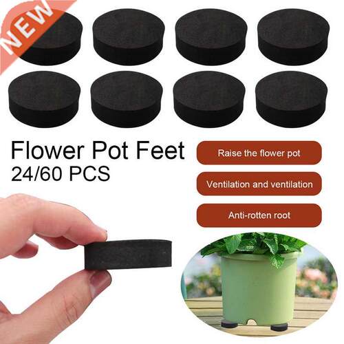 24/60pcs Flower Pot Feet Risers Natural Rubber Pot Mat Invi
