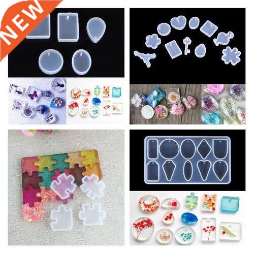 NEW HOT! Puzzle Piece Gemstone Necklace Crystal Epoxy Resin