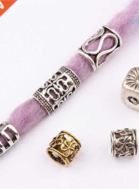 5 Pcs Metal African Hair Rings Beads Cuffs Tubes Charms Drea