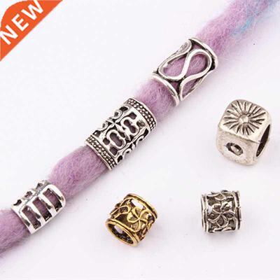 5 Pcs Metal African Hair Rings Beads Cuffs Tubes Charms Drea