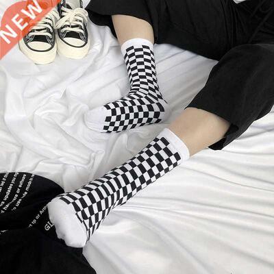 Korea Funky Harajuku Trend Women Checkerboard Socks Geometri