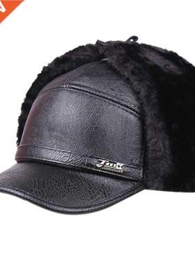 2020 new Leather winter hat men's baseball cap outdoor wool