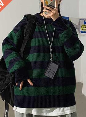 Women Striped Knitted Sweater Autumn Winter Thick Warm Pullo