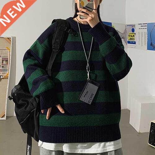 Women Striped Knitted Sweater Autumn Winter Thick Warm Pullo