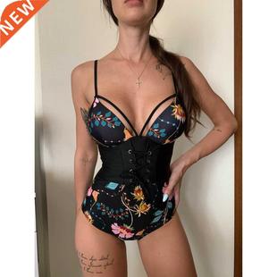 2022 New Abdomen Control Wasit Push Up Swimsuit Print Swimwe