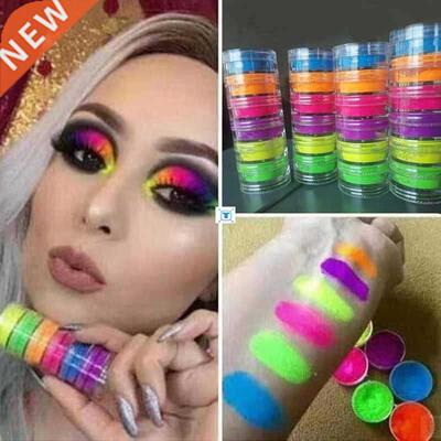 Neon Phosphor Pigment Powder Set Fluorescent Nail Glitter