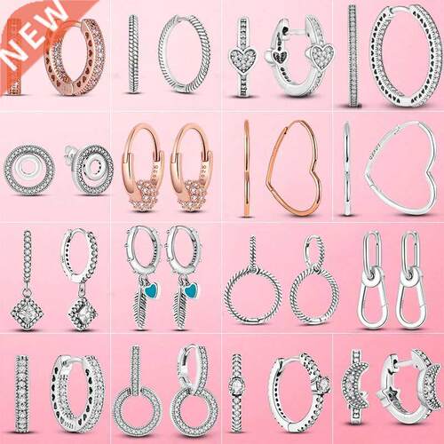 Earrings 925 Silver Asymmetrical Heart Hoop Earrings for Wom