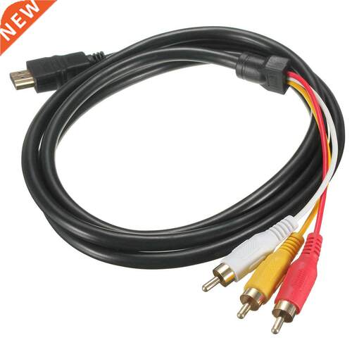 Black 5 Feet 1.5m HDMI Male to 3 RCA Video AV Cable Adapter