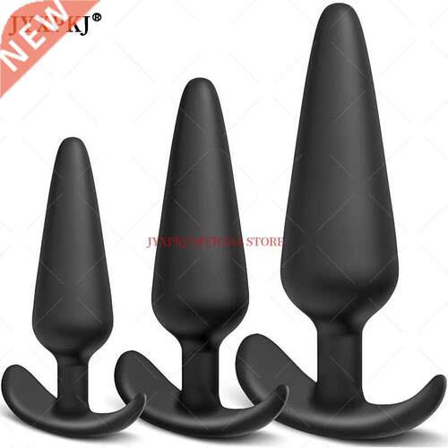 3 Pcs/Set Silicone Butt Plugs Trainer Kit with T-bar Base Be