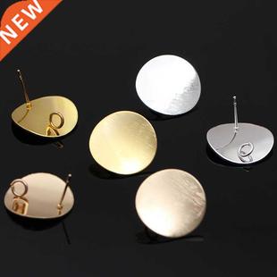20pcs/lot Gold Color 20mm Metal Round Bent Stud Earrings Pos