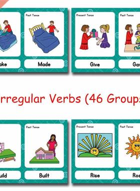 46Groups/Set Irregular Verbs English Word Card Flashcards Ga