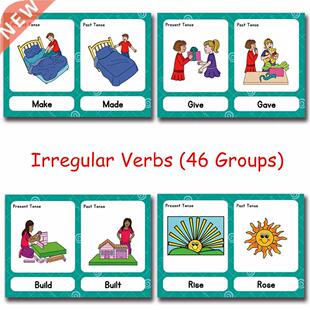 46Groups/Set Irregular Verbs English Word Card Flashcards Ga
