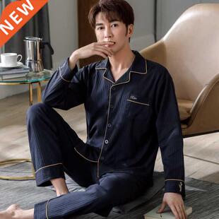 Plus Size Long Sleeve Cotton Pajama Sets for Men 2022 Autumn