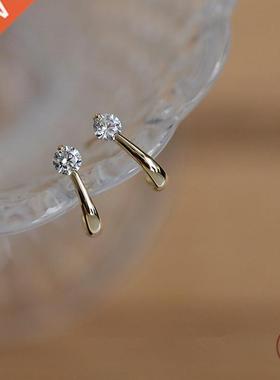 925 Sterling Silver Europen Simple Crystl rc Stud Erring