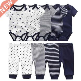 6/9PCS Baby Girl Clothes Newborn Unisex Solid Bodysuits+Pant