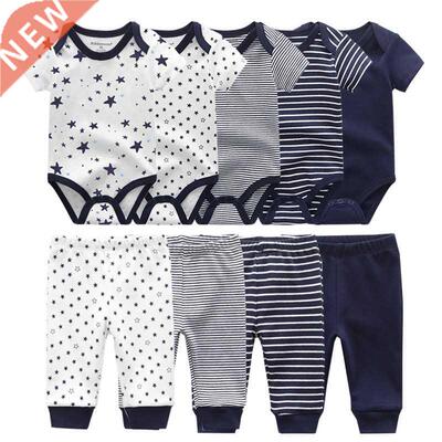 6/9PCS Baby Girl Clothes Newborn Unisex Solid Bodysuits+Pant